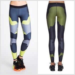 Ultracor Ultra Silk Green Yellow Camo Tech Print Legging Sz 6